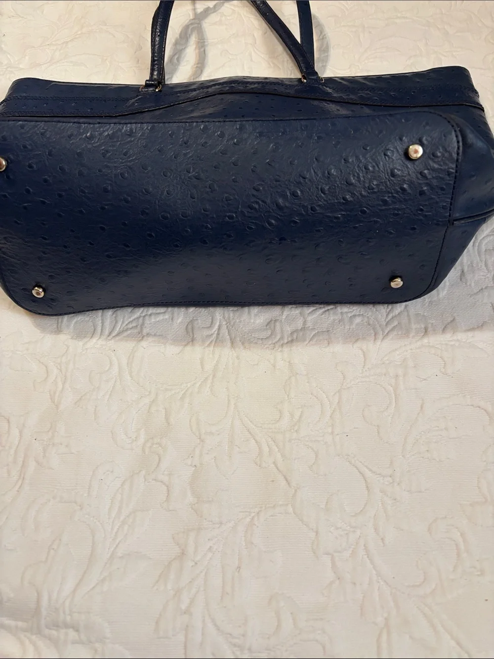 kate spade Navy-Ostrich Leather Shoulder Tote